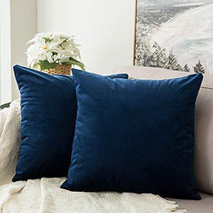 MIULEE Pack of 2, Velvet Soft Solid Decorative Square Throw Pillow Covers Set Cushion Case for Sofa Bedroom Car 18 x 18 Inch 45 x 45 cm - foxberryparkproducts