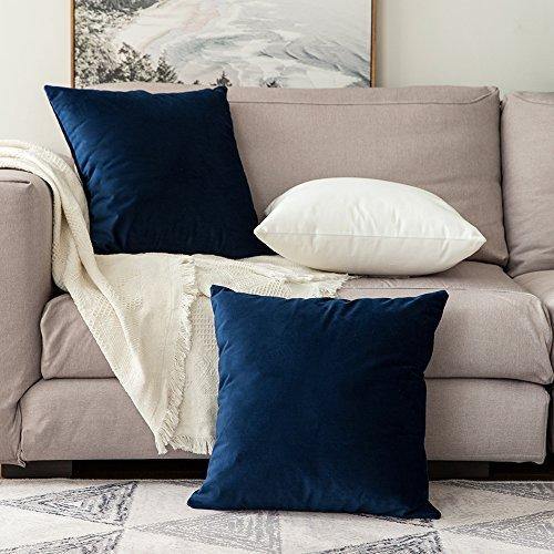 MIULEE Pack of 2, Velvet Soft Solid Decorative Square Throw Pillow Covers Set Cushion Case for Sofa Bedroom Car 18 x 18 Inch 45 x 45 cm - foxberryparkproducts