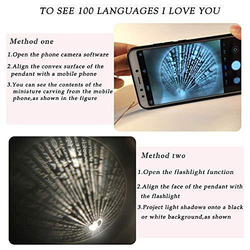 Meangel Love Heart Necklace Necklace for Women 100 Languages I Love You Memory Necklace Best Gift for Her - foxberryparkproducts