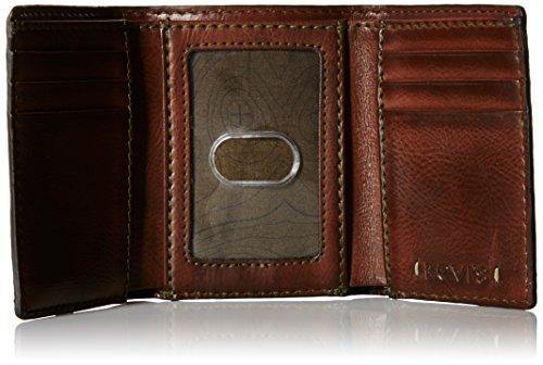 Levi's Men's Trifold Wallet-Sleek and Slim Includes Id Window and Credit Card Holder, Brown Stitch, One Size - foxberryparkproducts