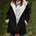 Solid color mid-length hooded jacket