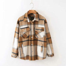 Load image into Gallery viewer, Woolen Casual Plaid Coat Jackets - foxberryparkproducts
