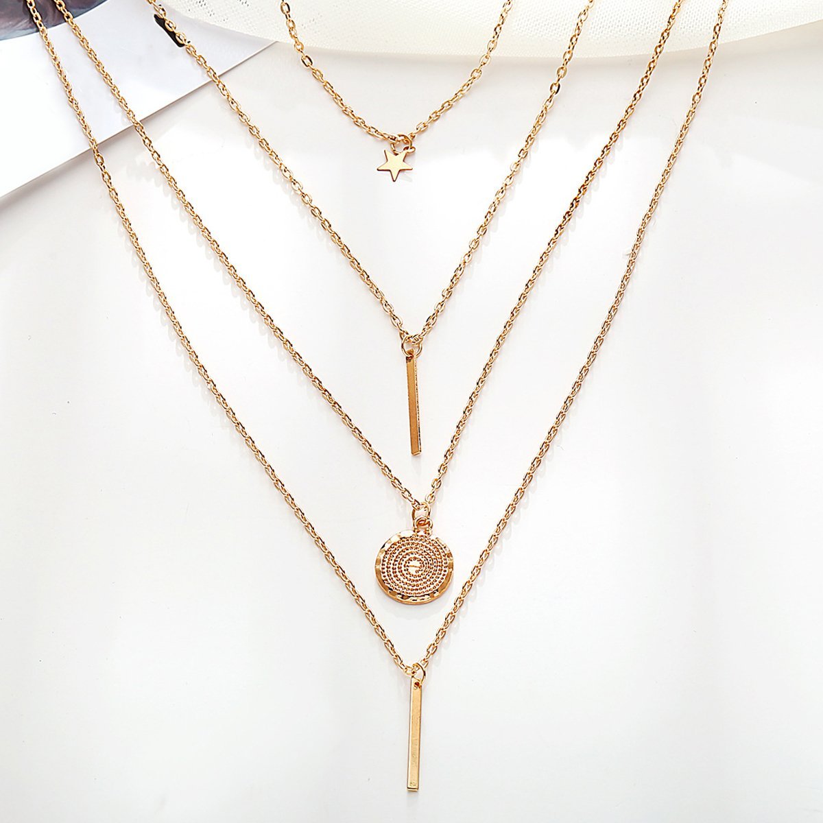 Necklace  Spectacular 3 Piece Rectangle Drop 18K Gold Plated     ID A112 - 1142 - foxberryparkproducts