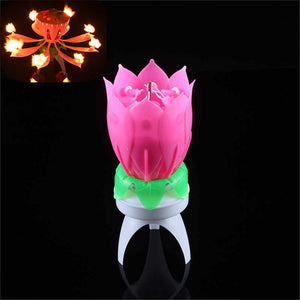 LED Candles Beautiful Musical Lotus Flower Happy Birthday - foxberryparkproducts
