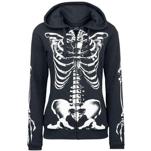 Gothic Hoodies Women Halloween Skull Theme Pullover Sweatshirts - foxberryparkproducts
