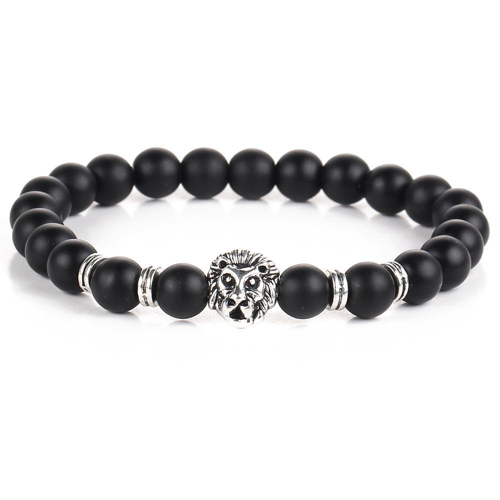 Bracelet  Black Lion Head 18K White Gold Plated       ID A114 - 1141 - foxberryparkproducts