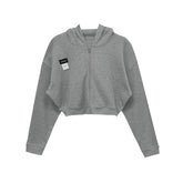 Short Long Sleeve Waffle Loose Hooded Sweatshirt - foxberryparkproducts