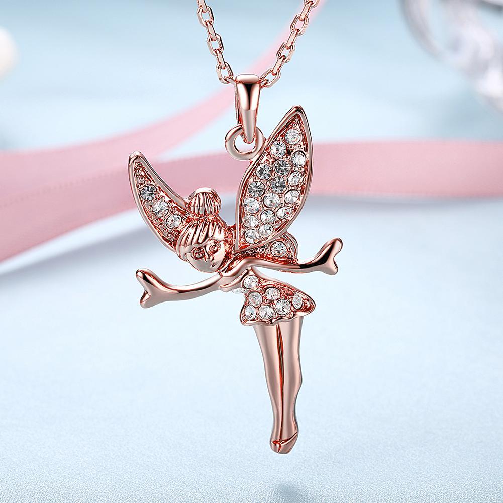 18K Rose Gold Plated  Elements Flying Angel Necklace - foxberryparkproducts