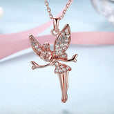 18K Rose Gold Plated  Elements Flying Angel Necklace - foxberryparkproducts