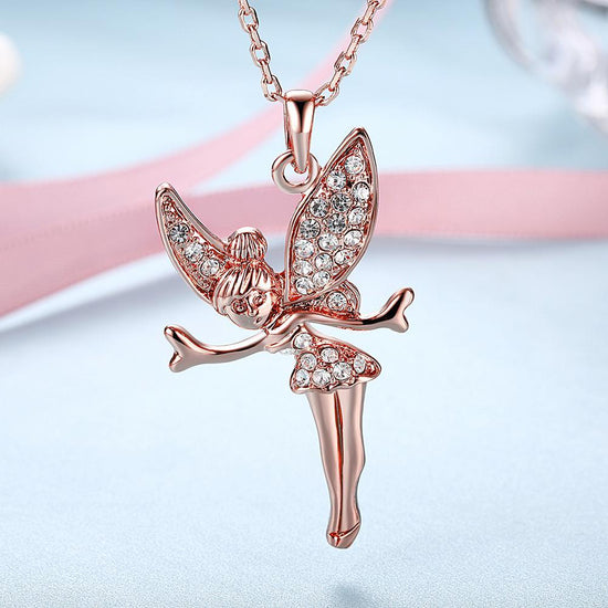 18K Rose Gold Plated  Elements Flying Angel Necklace - foxberryparkproducts