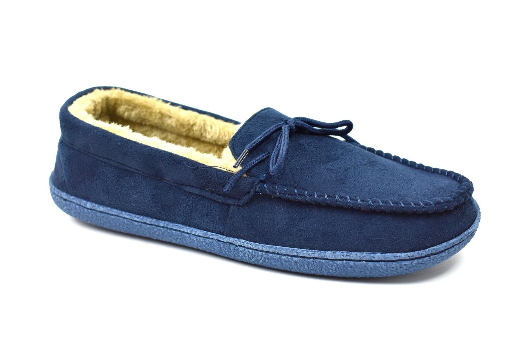 Men's Bow Faux Fur Lined Slippers Navy - foxberryparkproducts