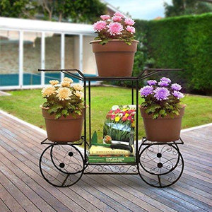 Sorbus Garden Cart Stand & Flower Pot Plant Holder Display Rack, 6 Tiers, Parisian Style - Perfect for Home, Garden, Patio (Bronze) - foxberryparkproducts