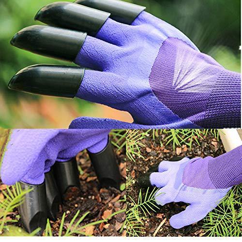 Garden Genie Gloves, Waterproof Garden Gloves with Claw For Digging Planting, Best Gardening Gifts for Women and Men. (Purple) - foxberryparkproducts