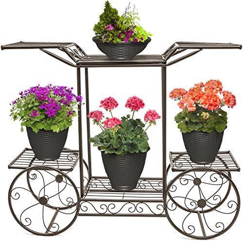 Sorbus Garden Cart Stand & Flower Pot Plant Holder Display Rack, 6 Tiers, Parisian Style - Perfect for Home, Garden, Patio (Bronze) - foxberryparkproducts