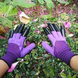 Garden Genie Gloves, Waterproof Garden Gloves with Claw For Digging Planting, Best Gardening Gifts for Women and Men. (Purple) - foxberryparkproducts