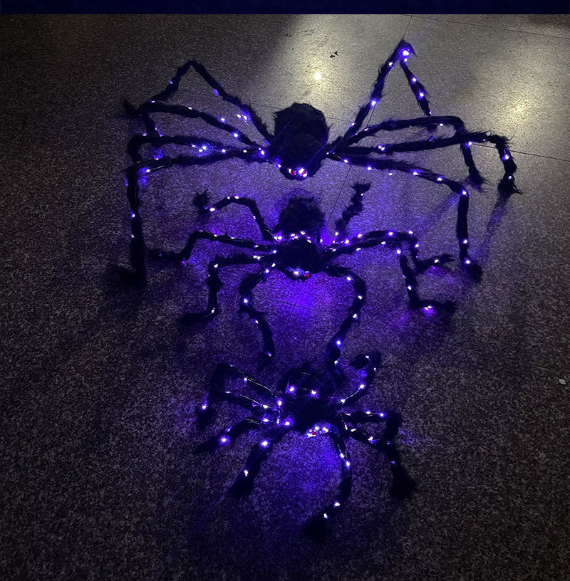 New Halloween Glowing Plush Spider Decoration Prop - foxberryparkproducts