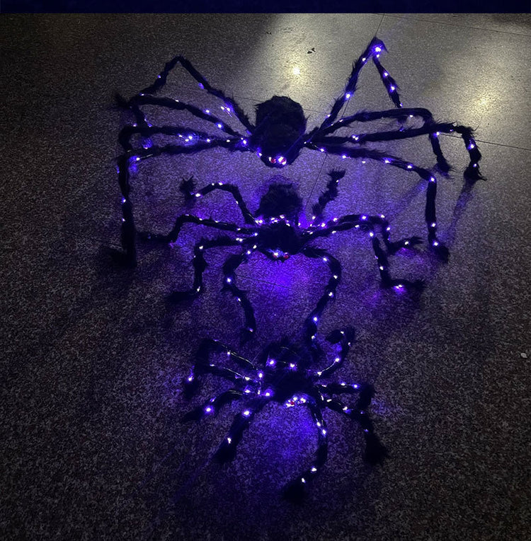 New Halloween Glowing Plush Spider Decoration Prop - foxberryparkproducts