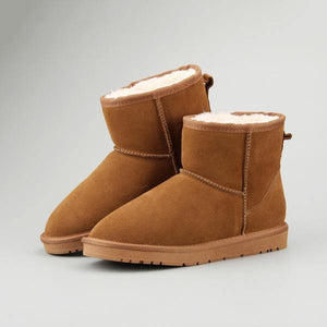 Casual classic warm wear-resistant anti-slip Genuine Leather men's and womens snow boots - foxberryparkproducts