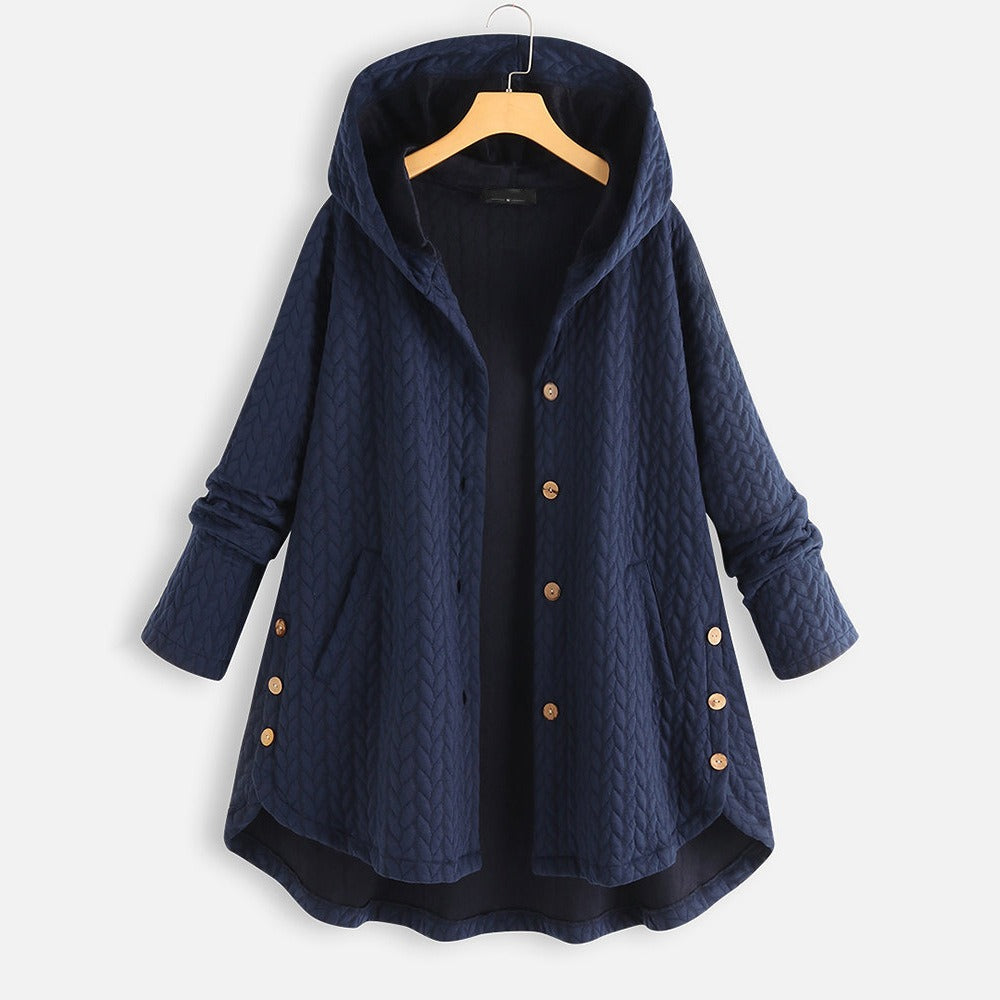 Fashion Women's Cotton Padded Jacket Hooded Medium Long Coat Casual Warm Cotton Padded Jacket In Autumn And Winter