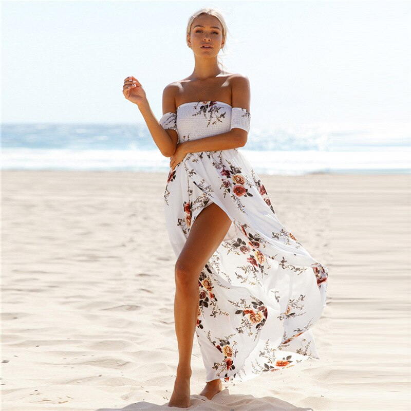 Off Shoulder Sexy Split Beach Summer Dress - foxberryparkproducts