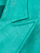 Load image into Gallery viewer, Lautaro Spring Autumn Colored Green Crocodile Print PU Leather Blazer
