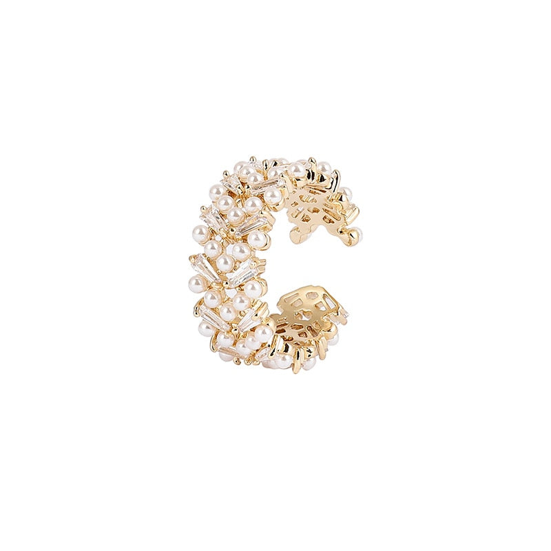 Pearl Zircon Gold Open Rings - foxberryparkproducts