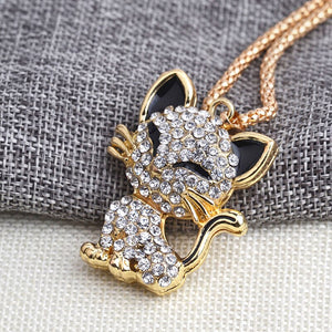 Necklace Pretty Rhinestone Cat Pendant                     ID A214 - 1156 - foxberryparkproducts