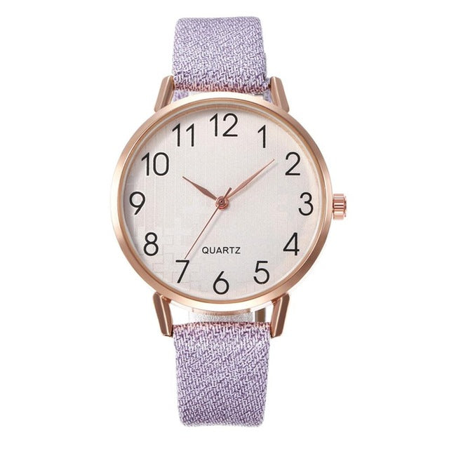 Simple Number Dial Ladies Watches Leather Strap Quartz - foxberryparkproducts
