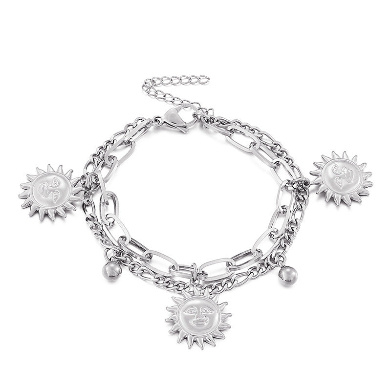 Fashion Bracelet ins Double Titanium Steel Bracelet Cold Style Men&