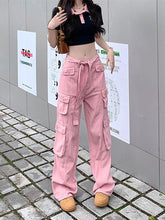 Load image into Gallery viewer, New Vintage Multi Pocket Vintage Overalls Women Drag Cool Street Loose Straight Pants Trend

