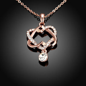 Crystal Double Heart Necklace in 18K Rose Gold Plated - foxberryparkproducts