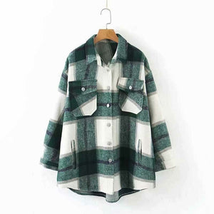 Woolen Casual Plaid Coat Jackets - foxberryparkproducts