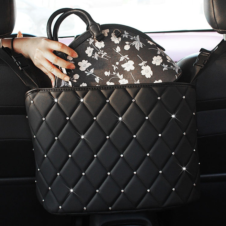 Car Handbag Holder Luxury Leather Seat Back Organizer Mesh Large Capacity Bag Automotive Goods Storage Pocket Seat Crevice Net - foxberryparkproducts