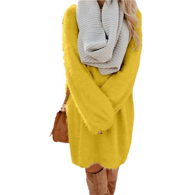 Plush Pullover Long Sweater - foxberryparkproducts
