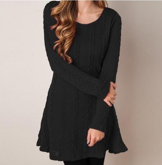Women Causal  Short Sweater Dress Female Autumn Winter White Long Sleeve Loose knitted Sweaters Dresses - foxberryparkproducts