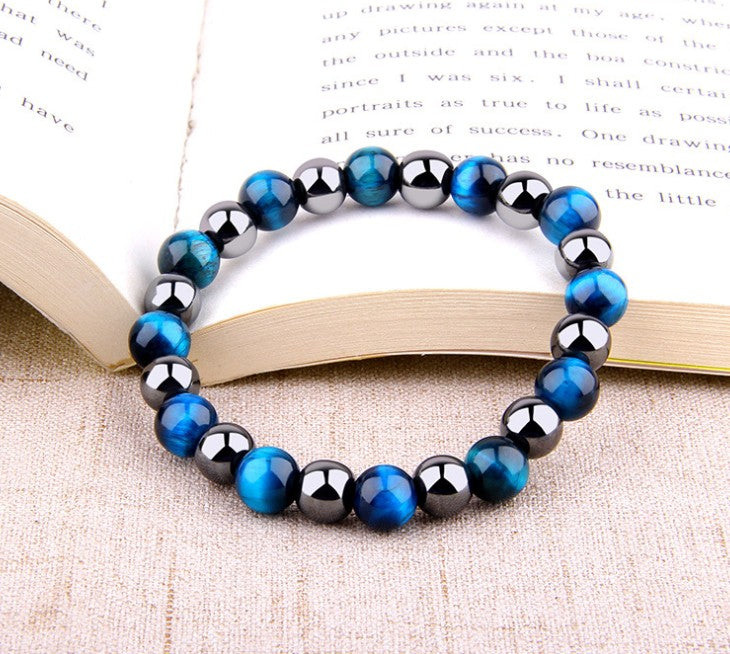 Royal Blue Tiger Eye Bracelet Men's Simple Obsidian Couple Friendship Bracelet（B200036 B200037） - foxberryparkproducts