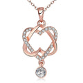Crystal Double Heart Necklace in 18K Rose Gold Plated - foxberryparkproducts