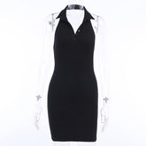 WannaThis Halter V-Neck Mini Dresses - foxberryparkproducts