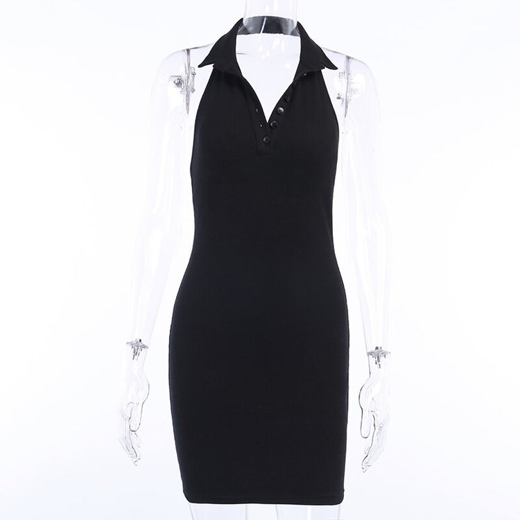 WannaThis Halter V-Neck Mini Dresses - foxberryparkproducts