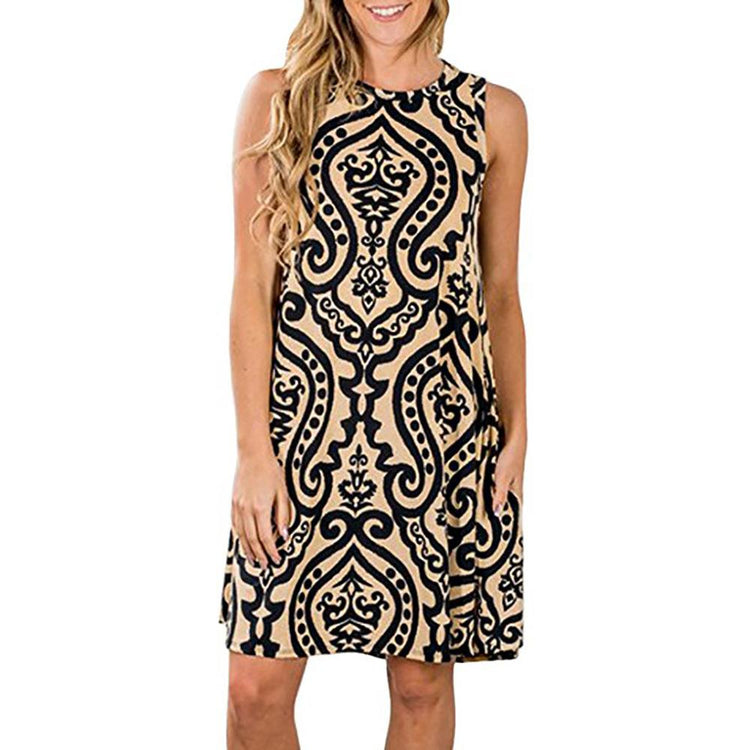 Woman Floral Print Sleeveless Tank Dress  - foxberryparkproducts