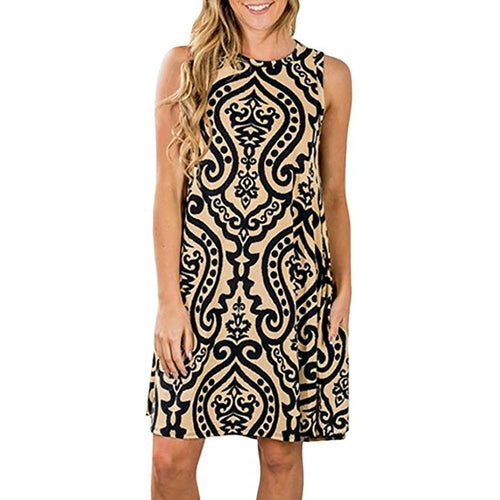 Woman Floral Print Sleeveless Tank Dress  - foxberryparkproducts