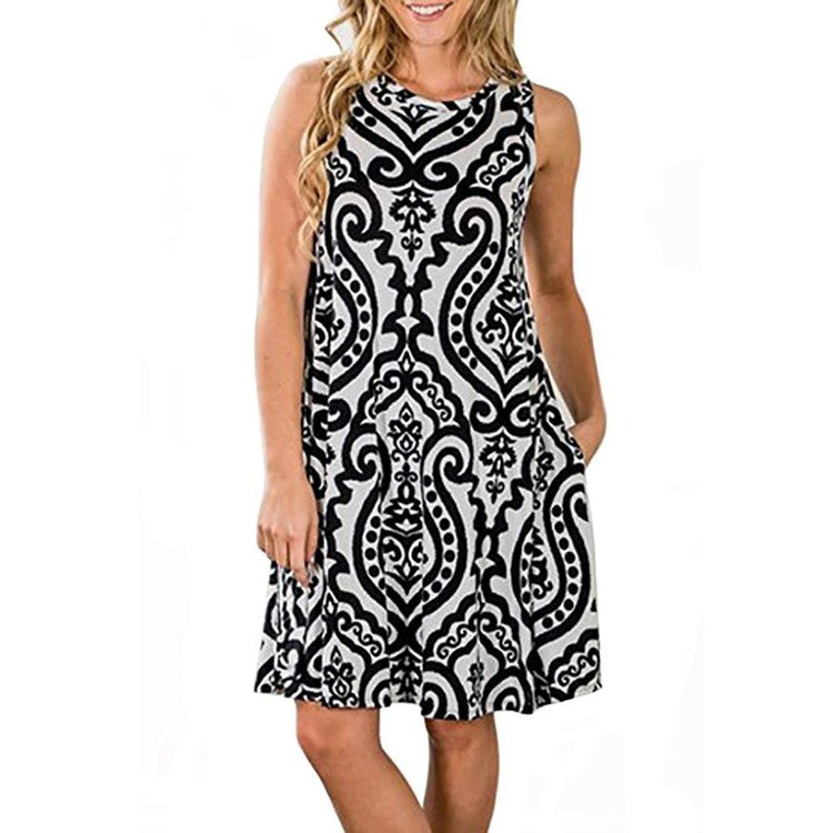 Woman Floral Print Sleeveless Tank Dress  - foxberryparkproducts