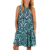 Woman Floral Print Sleeveless Tank Dress  - foxberryparkproducts