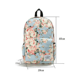 White Flower Women Backpack Junior High School Student Bookbags - foxberryparkproducts