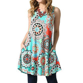Woman Floral Print Sleeveless Tank Dress  - foxberryparkproducts