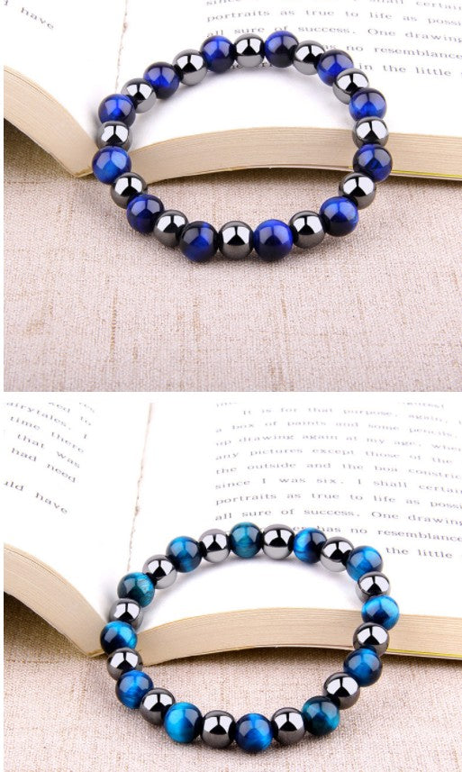 Royal Blue Tiger Eye Bracelet Men's Simple Obsidian Couple Friendship Bracelet（B200036 B200037） - foxberryparkproducts