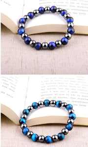 Royal Blue Tiger Eye Bracelet Men's Simple Obsidian Couple Friendship Bracelet（B200036 B200037） - foxberryparkproducts