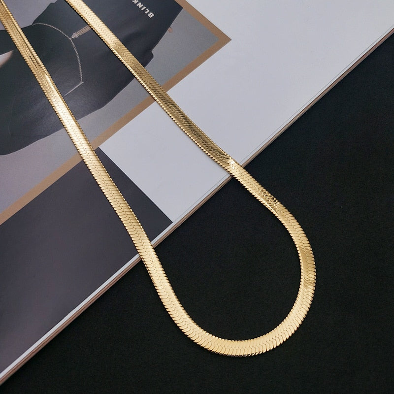 24K Gold Blade Snakebone Necklace - foxberryparkproducts