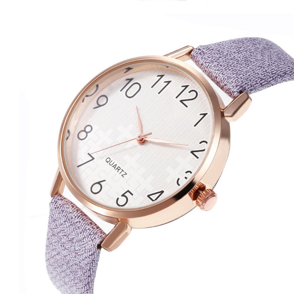 Simple Number Dial Ladies Watches Leather Strap Quartz - foxberryparkproducts