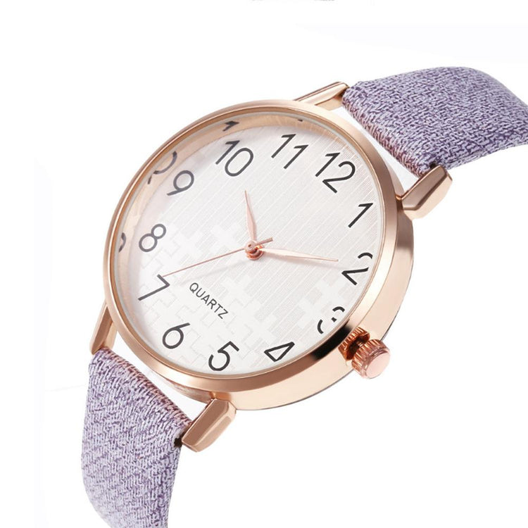 Simple Number Dial Ladies Watches Leather Strap Quartz - foxberryparkproducts